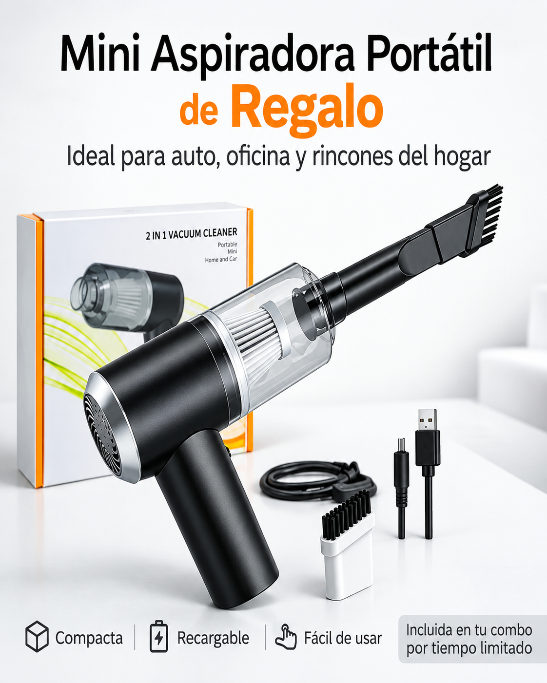 COMBO LIQUIDACIÓN: Hidrolavadora + (Aspiradora Portátil + Doble Batería + Maletín)