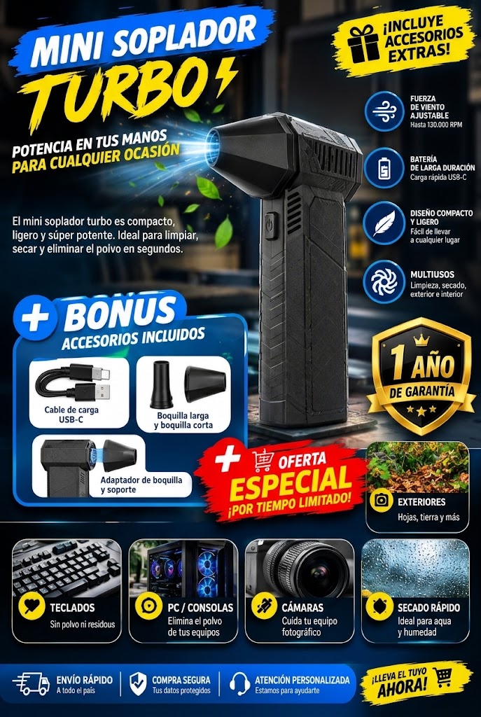 MINI SOPLADOR RECARGABLE